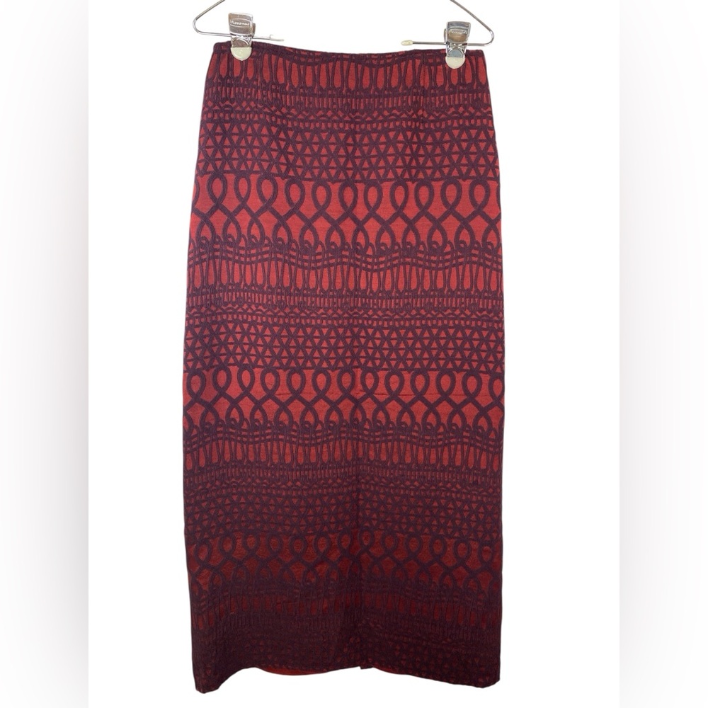 Finity Naturals Elegant Red and Black Wool Blend Lined Maxi Skirt Size 6
